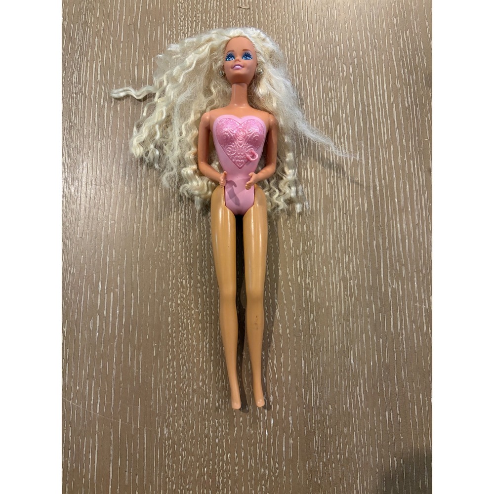 Vtg 1993 Locket Surprise Barbie Doll 10963 Mattel Crimp Hair Pink Heart Bodice